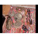 A selection of old African musical instruments and