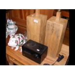 Two unusual table lamps, a Technika DAB radio,