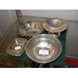 Two pierced silver bon bon dishes, miniature silve