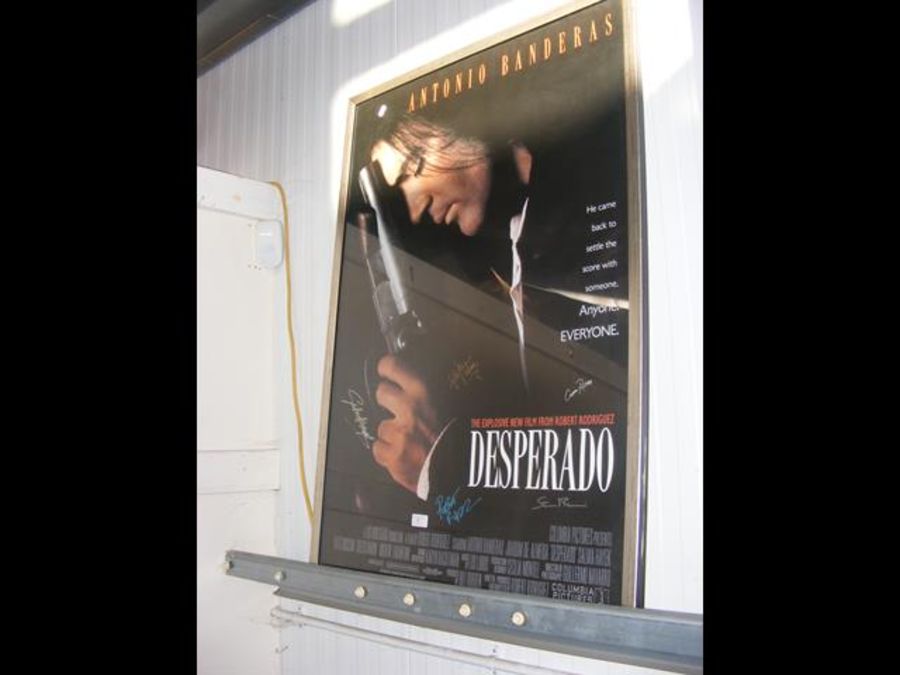 An original 'Desperado' film poster, signed by Robert Rodriguez, Antonio Banderas, Salma Hayek, Chee