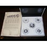 A cased silver sovereign fine coin set with certif