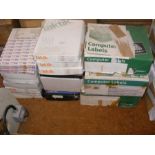 Assorted boxes of self adhesive labels, of varying shape and size