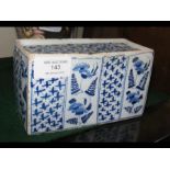 An early Delft rectangular flower holder - 15cm x