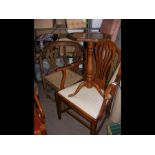 A corner chair together with a carver chair and an