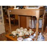 A pine washstand on turned supports - width 90cm