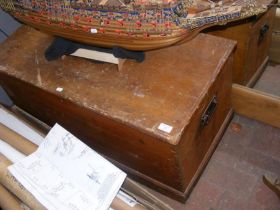 An antique pine blanket chest