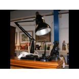 A black 1227 Anglepoise desk lamp, together with Esterbrook Dip-less desk set and cast iron dog door