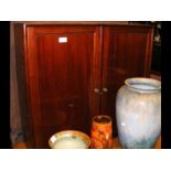 An antique mahogany wall cupboard - 76cms wide