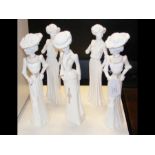 Five Spode figures - a pair of 'Olivia', a pair of