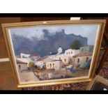 RUTH SQUIBB (1928-2012) - Oil on board of Capetown and Table Mountain - 60cm x 75cm