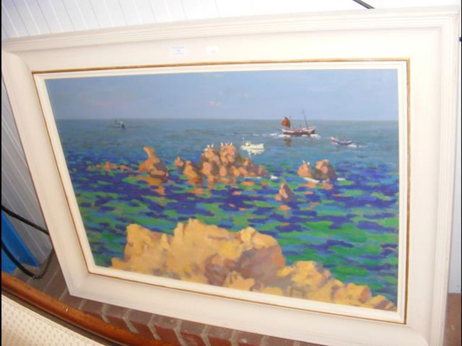 DOUGLAS HILL - impressionist oil on canvas of Corn