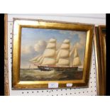 WEBB - oil on canvas of three masted sailing ship