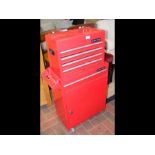 A US Pro Tools work trolley and toolbox in red
