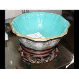 A 13cm diameter Oriental bowl with lozenge to the