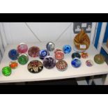 Twenty glass paperweights, including Mdina, Alum B