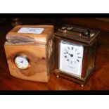 A military carriage clock - 8cms high, together wi