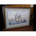 PETER LEATH - original watercolour of steamship of