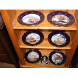 A collection of Spode 'Maritime England Plates' No. 1-6, each depicting a historical maritime event,