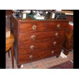 A 19th century mahogany chest of two short and thr