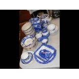 A selection of blue and white ware including Ringt