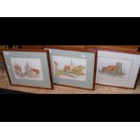 Three framed and glazed watercolours of Isle of Wi