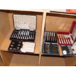 A selection of silver plated cutlery in cases toge