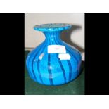 A vintage Mdina art glass blue vase - 14cms high