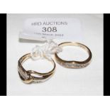 Two diamond rings in 9ct gold setting