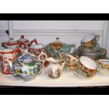 A medley of oriental style tea ware and a small lu