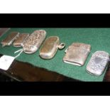 Six various silver and other vesta cases
