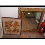 A square gilt framed hall mirror together with a f
