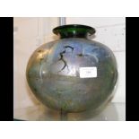 A large Isle of Wight glass iridescent vase - 21cm