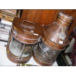 An antique mast head ships lamp and one other