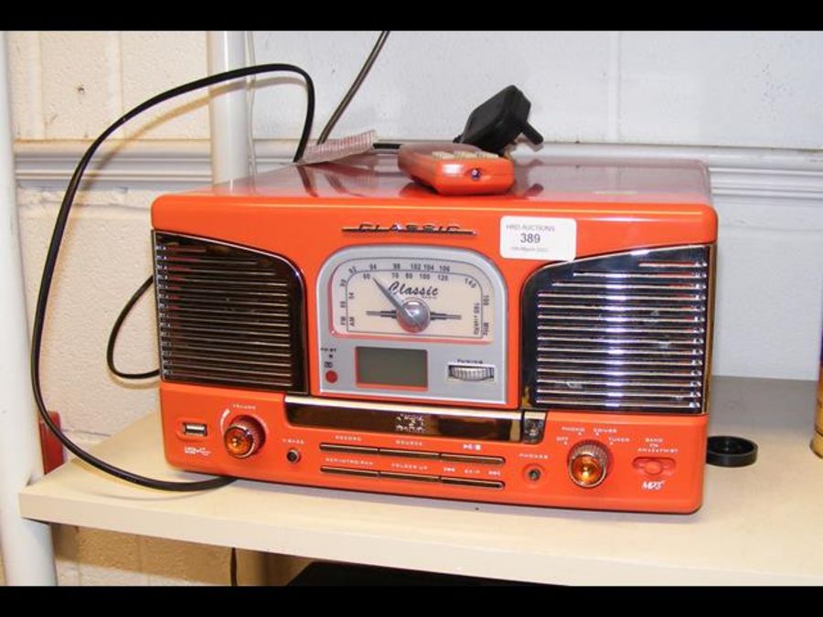 A CD and radio hi-fi system in the style of a 1950