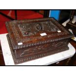 A 45cm x 28cm carved Victorian oak bible box