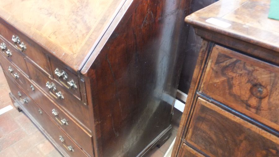 A Queen Anne double domed walnut mirrored bureau b - Image 24 of 27