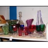 Assorted glassware - some coloured