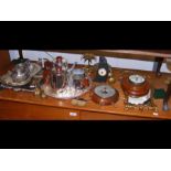 Assorted silver plate and brass collectables, etc.