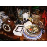 A selection of collectable ceramic ware, table lam