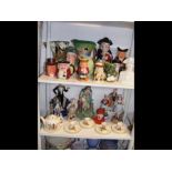 Assorted character jugs, ornamental figures and Be