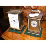 A brass cased carriage clock and one other