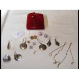 Silver earrings, necklace etc.