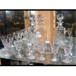 A selection of Stuart cut glassware including deca