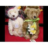 Two collectable Steiff teddy bears with buttons an