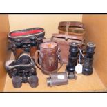 A quantity of vintage binoculars