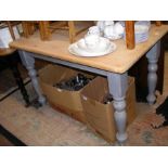 A shabby chic pine kitchen table