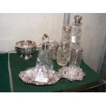 Silver topped scent bottles etc.