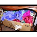 A box of TY Beanie Babies bears