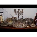 Assorted silver plate and other metal ware