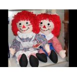 A collectable Raggedy Ann and Raggedy Andy dolls
